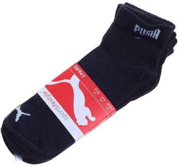 PUMA Kwart logosokken voor volwassenen (pak van 3) - maat 35-38 Zwart