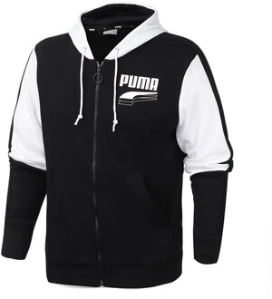 PUMA Lange Mouw Zip Up Zwart Wit Heren Track Jacket met capuchon 582733 01