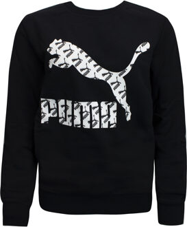 PUMA Logo Crew Vul Sweatshirt Grafische Trui Zwart - Heren