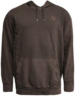 PUMA Logo Pullover Lange Mouw Donkerbruin Distressed Heren Hoodie 575306 02