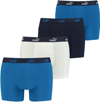 PUMA Men Solid Boxer 4-Pack - Boxershorts Blauw - L
