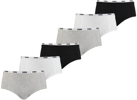 PUMA Mini Short Dames Zwart/Wit/Grijs 6-Pack -M