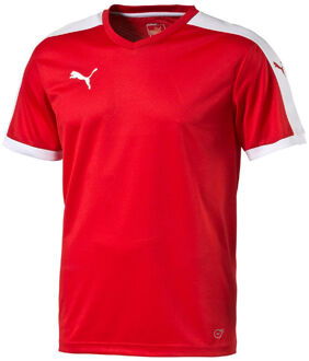 PUMA Pitch Shortsleeved Shirt Heren  Sportshirt - Maat M  - Unisex - rood/wit