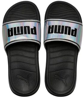 PUMA Popcat 20 Iridescent Dames Zwart/Zilver Sliders - EU 37 / UK 4