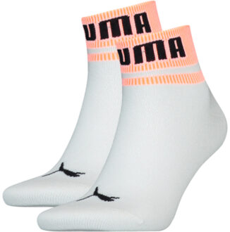 PUMA Quarter Sokken New Heritage 2-pack Wit / Oranje-43/46 Wit/Oranje - 43/46