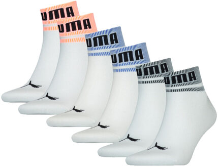 PUMA Quarter Sokken New Heritage 6-pack Wit / Oranje / Blauw / Zwart-43/46 Wit/Oranje/Blauw/Zwart - 43/46