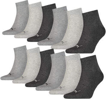 PUMA Quarter Sokken Plain 12-pack Antraciet Melange-39/42 - 39/42