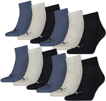 PUMA Quarter Sokken Plain 12-pack Navy / Grey / Nightshadow Blue-43/46 Navy/Grey/Nightshadow Blue - 43/46