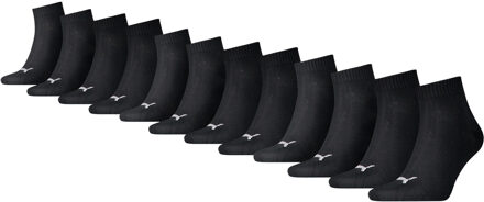 PUMA Quarter Sokken Plain 12-pack Zwart-39/42 - 39/42