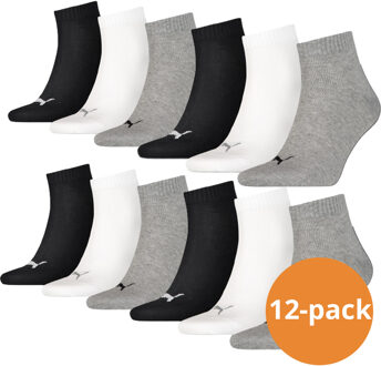 PUMA Quarter Sokken Plain 12-pack Zwart / Wit / Grijs-35/38 Wit,Zwart,Grijs - 35/38