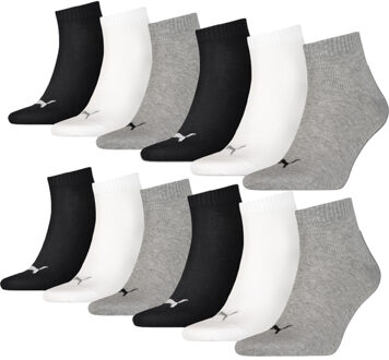 PUMA Quarter Sokken Plain 12-pack Zwart / Wit / Grijs-39/42 zwart/wit/grijs - 39/42