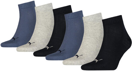 PUMA Quarter Sokken Plain 6-pack Navy / Grey / Nightshadow Blue-39/42 Navy/Grey/Nightshadow Blue - 39/42