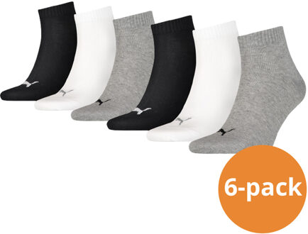 PUMA Quarter Sokken Plain 6-pack Zwart / Wit / Grijs-35/38 Wit,Zwart,Grijs - 35/38