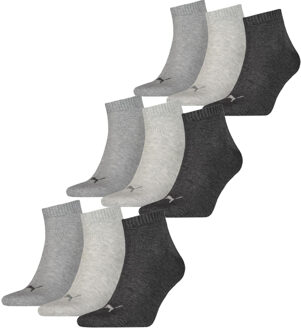 PUMA Quarter Sokken Plain 9-pack Antraciet Melange-43/46 - 43/46
