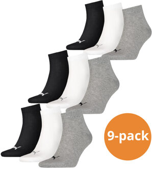 PUMA Quarter Sokken Plain 9-pack Zwart / Wit / Grijs-35/38 Wit,Zwart,Grijs - 35/38