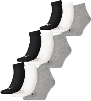 PUMA Quarter Sokken Plain 9-pack Zwart / Wit / Grijs-35/38 zwart/wit/grijs - 35/38