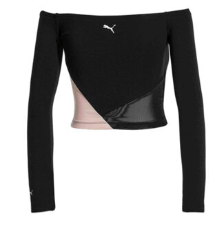 PUMA Rive Gauche Off Shoulder Damestop Zwart Colourblock 578445 01 - maat XS