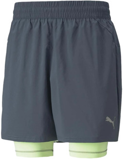 puma run 2-in-1 5 inch hardloopshort blauw/geel heren - XL