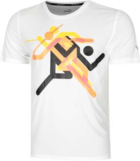 PUMA Run Faster Icons Graphic Hardloopshirt Heren-Wit,Veelkleurig - S,M,L,XL,XXL