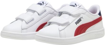 PUMA Smash 3.0 L V PS Sneakers Junior wit - rood - navy - 28