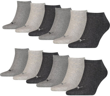 PUMA Sneakersokken Plain 12-pack Antraciet Melange-39/42 - 39/42