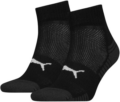 PUMA Sport Cushioned Quarter Socks 2P - Zwarte Sportsok - 39 - 42