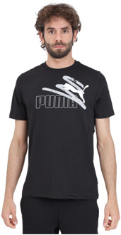 PUMA Sportief Zwart T-shirt met Logo Print Puma , Black , Heren - 2Xl,Xl,L,M,S