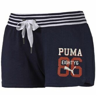 PUMA Style Athletic Stretch Waist Bottoms Navy Blue Womens Shorts 836406 NAVY Wit