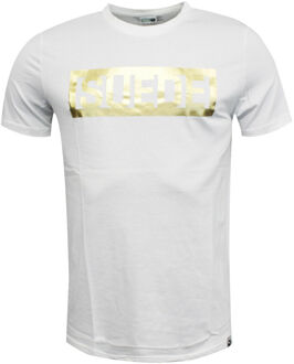 PUMA Suede Tee Heren T-shirt met korte mouwen Wit Goud 594893 02 X23B