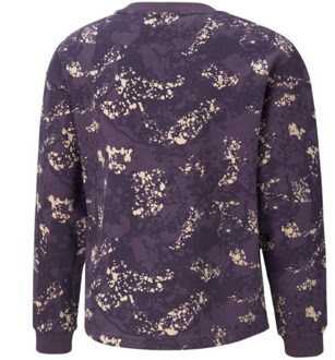 PUMA Sweatshirt met alpha all-over print en ronde hals voor kinderen/kids - maat 116 Paars