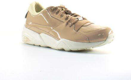 PUMA Trinomic R698 Nude Patent Leather Womens Lace Up Trainers 362274 01 Beige