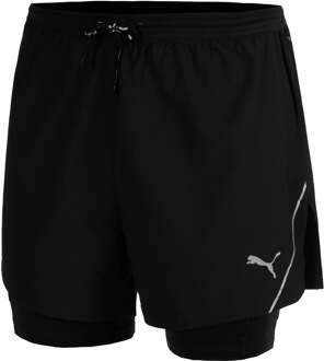 PUMA Ultraweave 2in1 5in Hardloopshorts Heren-Zwart - S,M,L,XL,XXL