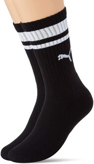 PUMA Unisex Adult Heritage Stripe Crew Socks (pak van 2) (Zwart/Wit) - EU 43 - 45