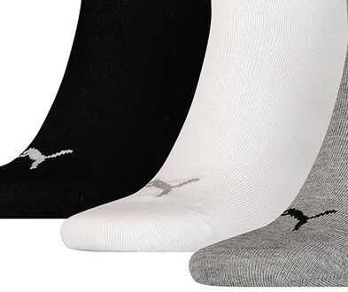 PUMA Unisex Adult Invisible Socks (Pakket van 3) (Grijs/Wit/Zwart)