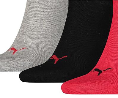 PUMA Unisex Kwartaaltraining voor volwassenen (Pakket van 3) (Zwart/Rood/Grijs) - maat EU 35.5 - 38