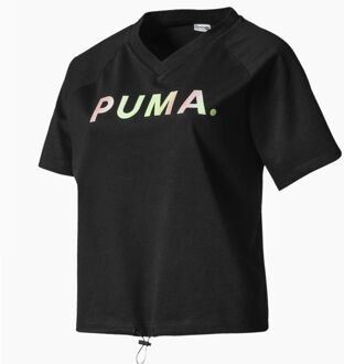 PUMA V Hals T-shirt Grafisch Merk T-shirt Zwart 595221 01 - maat S