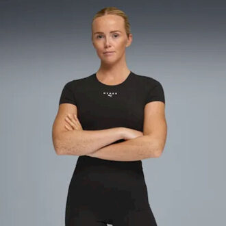 PUMA w x hyrox shapeluxe ss crop tee training top dames - Zwart