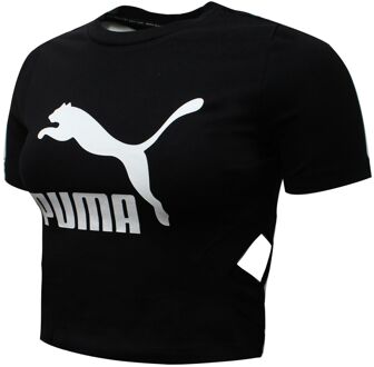 PUMA Womens Classics Logo Cut Out Crop Top Zwart T-Shirt 579208 01 - M