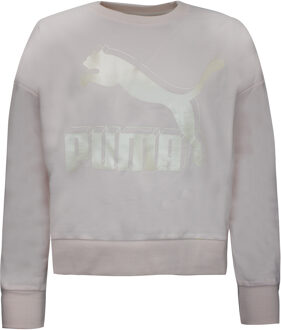 PUMA Womens Classics Logo Metallic Crew Sweatshirt Rose 597405 87 - maat M Rosé
