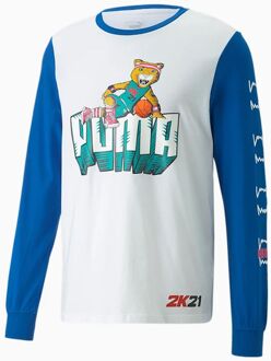 PUMA x 2K Lange Mouw Crew Hals Wit Blauw Heren Katoenen Top 532921 01