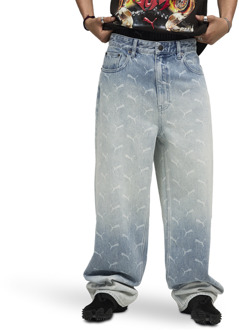 PUMA X A$ap Denim Open Hem Pants Broeken Heren - Blauw - Maat L - Katoen Denim Blue
