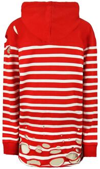 PUMA x Balmain Vrouwen Rood Wit Distressed Hoodie - maat EU 42 / UK 14