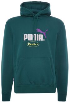 PUMA x Butter Goods Lange Mouw Wintertaling Pullover Heren Grafisch Logo Hoodie 532438 40 Groenblauw - XL