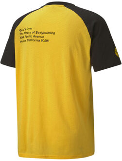 PUMA x Gold's Gym Raglan Heren Geel/Zwart T-Shirt - XL