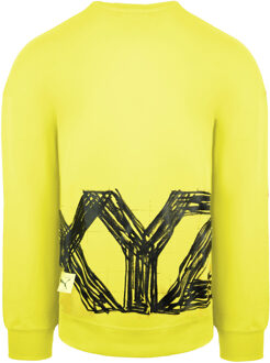 PUMA x Michael Lau Lange Mouw Crew Neck Geel Mannen Grafisch Sweatshirt 530358 79 Zwart