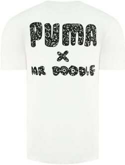 PUMA x Mr. Doodle Korte Mouw Crew Neck Wit Heren T-shirt 598683 02 - maat XS