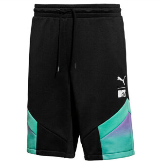 PUMA x MTV Heren All Over Bedrukte Shorts Casual Trainingsbroek 579816 01 Zwart