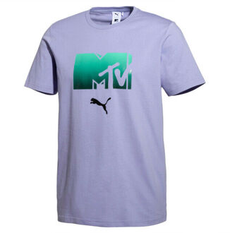 PUMA x MTV Heren T-shirt Grafisch Ombre Logo Lila Top 579813 23