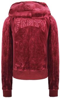 PUMA x Rihanna Fenty Long Sleeve Burgundy Womens Velour Track Jacket 575837 02 Bourgogne