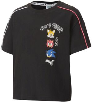 PUMA x Sega Grafisch Korte Mouw Crew Neck Zwart Kinder T-shirt 596316 01